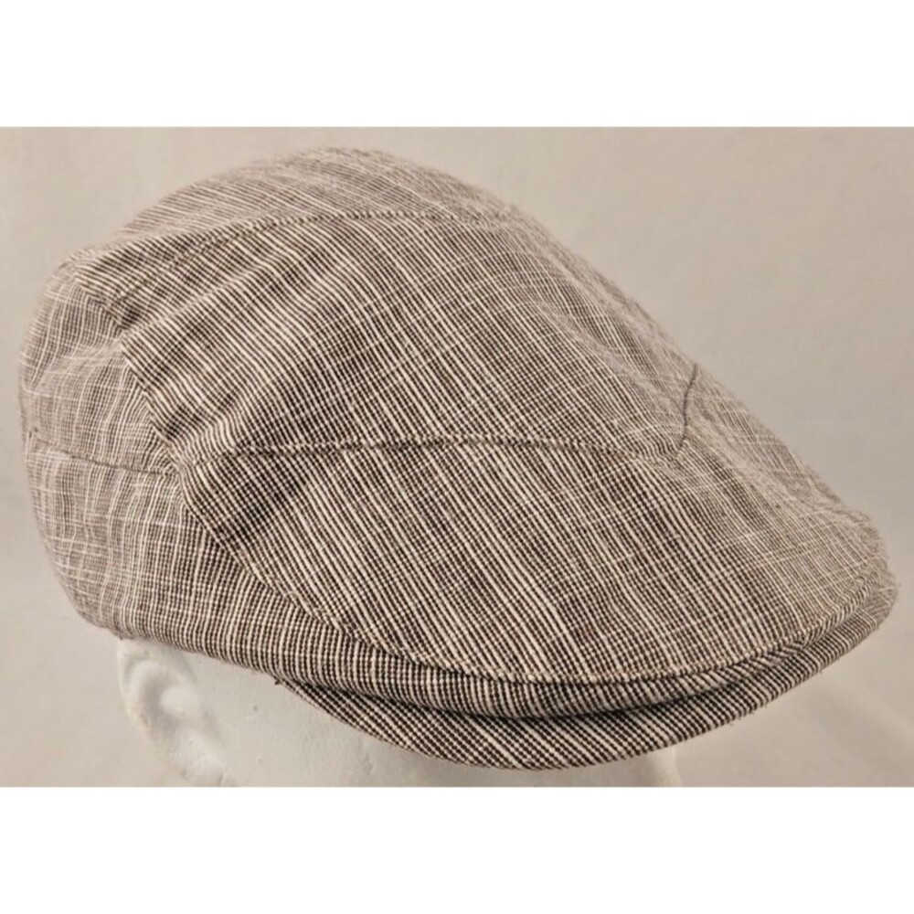 Vintage Broner Lined Brown & White Newsboy/Cabbie Cap/Hat-SZ L-EXCELLENT!
